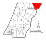 Map of Reade Township, Cambria County, Pennsylvania Highlighted